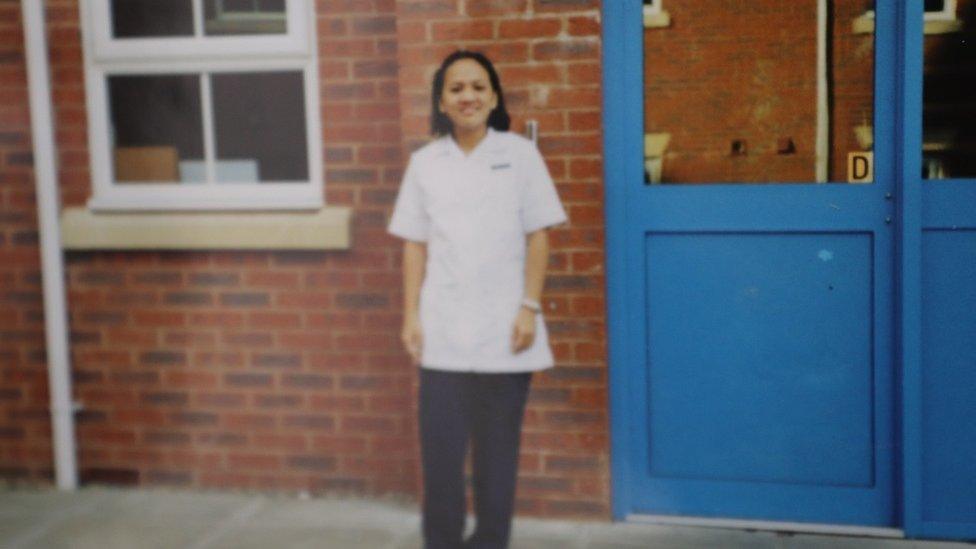 Joanne at Wrexham Maelor Hospital 20 years ago