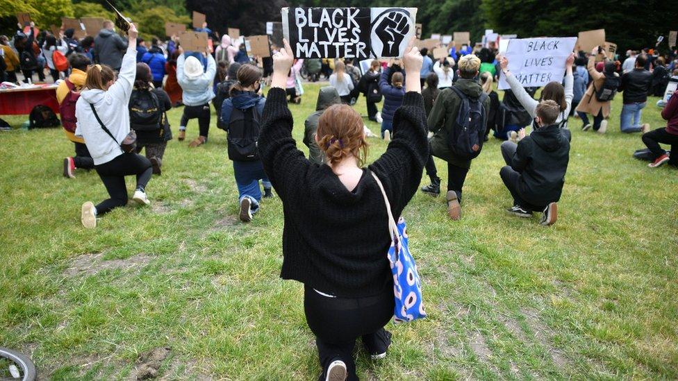 Protestors in Cardiff