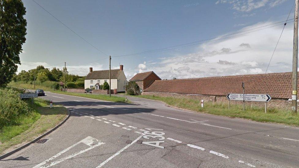 The junction of New Rd on the A361 in West Lyng