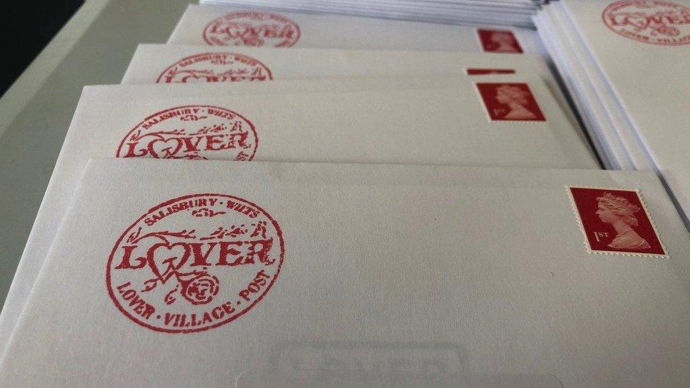 Lover stamp on envelope