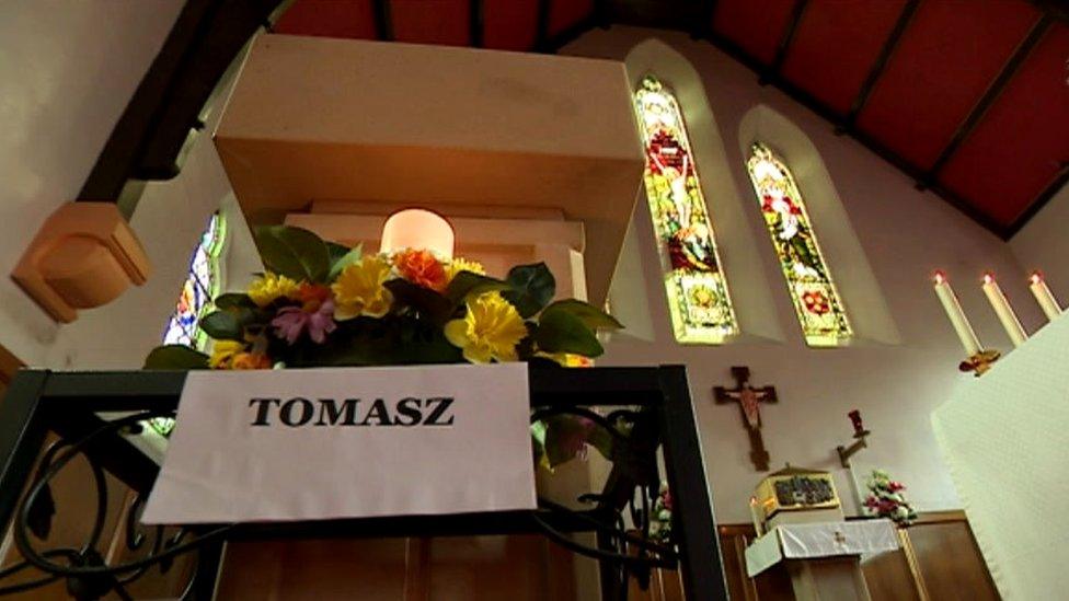 Prayers at the service were changed in memory of Tomasz