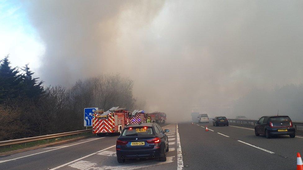 The M54 with smoke billowing across