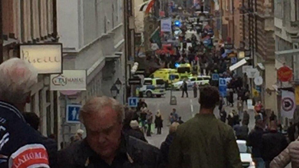 The immediate aftermath of the scene in central Stockholm