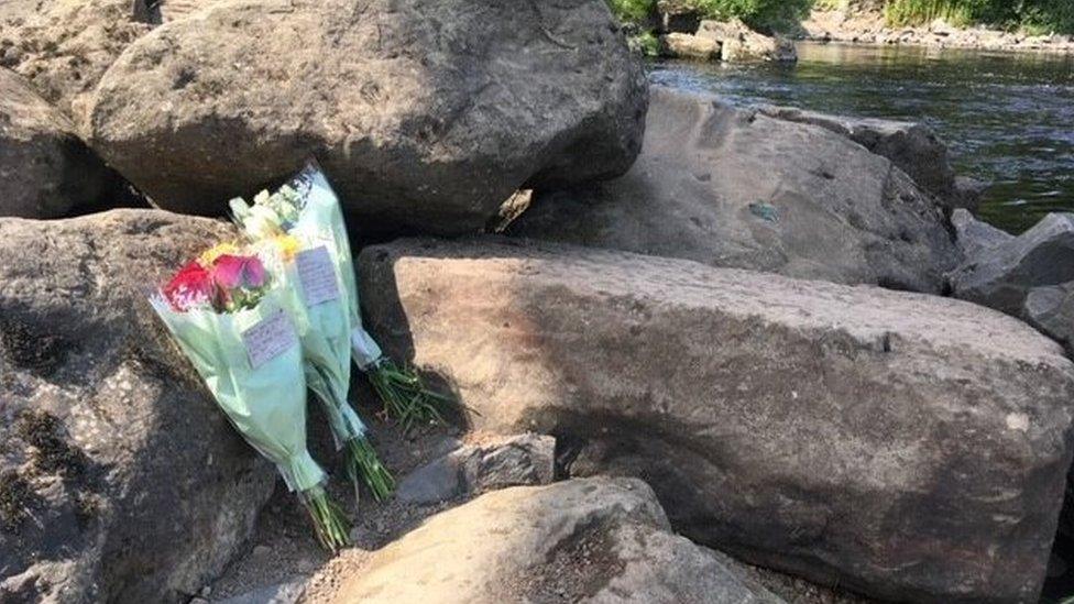 Flowers left by the River Tyne