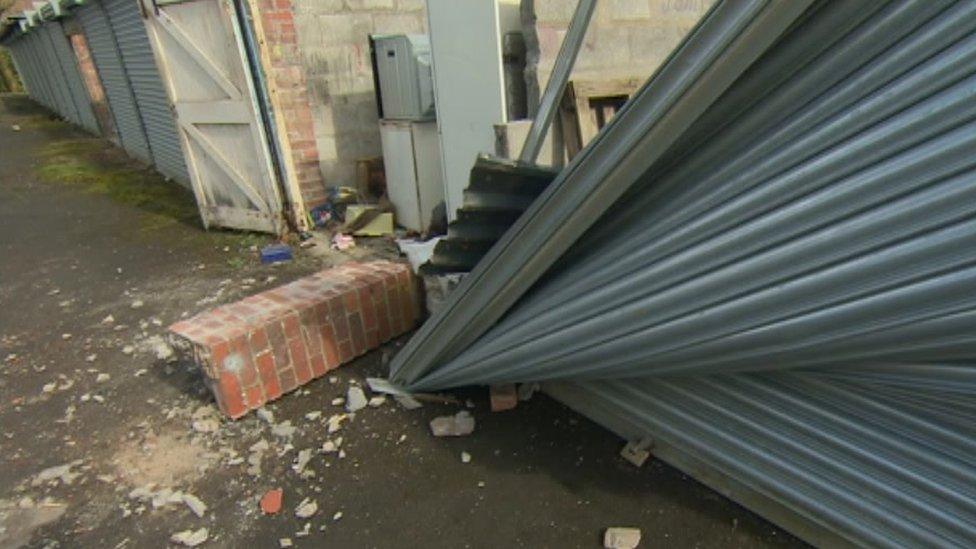 Damaged garages in Pontardawe