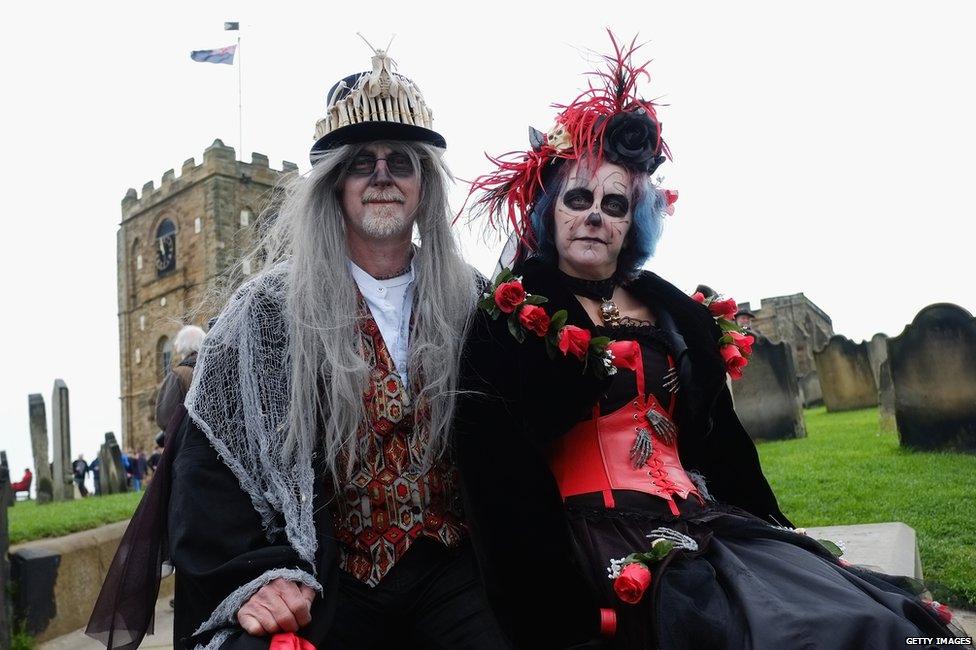 Goths in Whitby graveyard