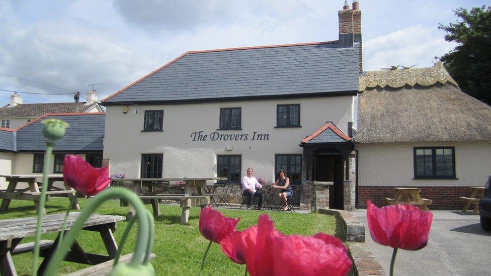 Stephen and Barbara Aldred outside The Drovers Inn