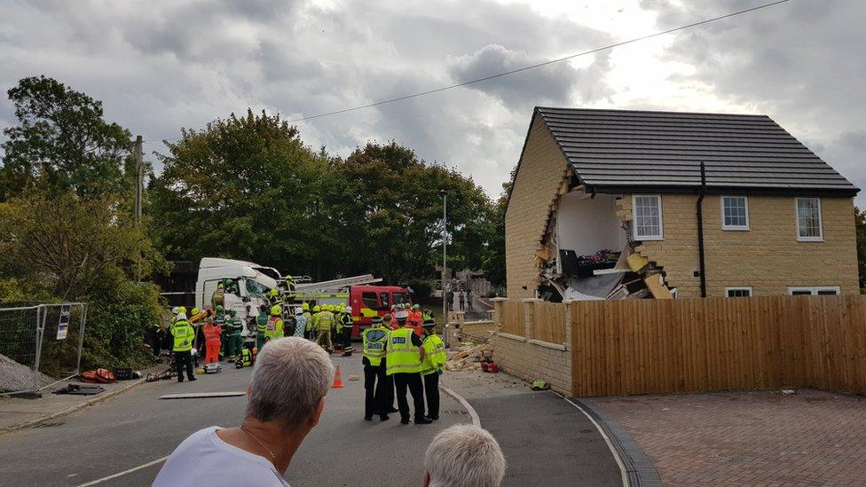 House struck by lorry in Barnsley