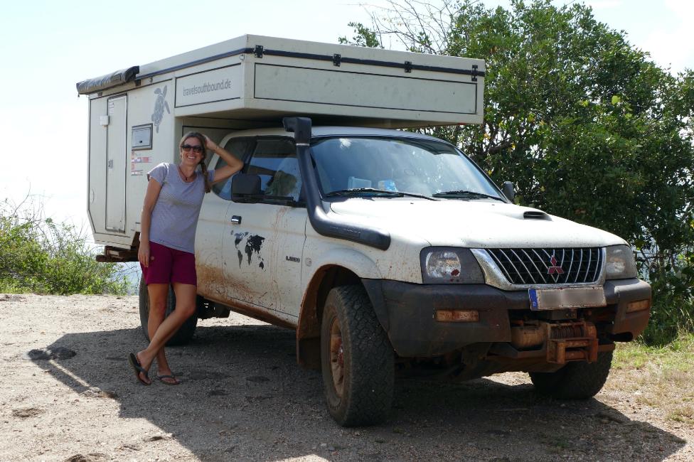 Tanja with the Mitsubishi in Kenya