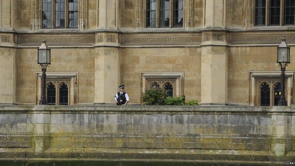 Police officer outside Parliament