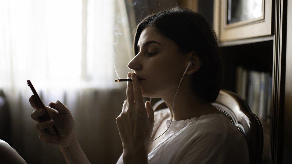 woman smoking