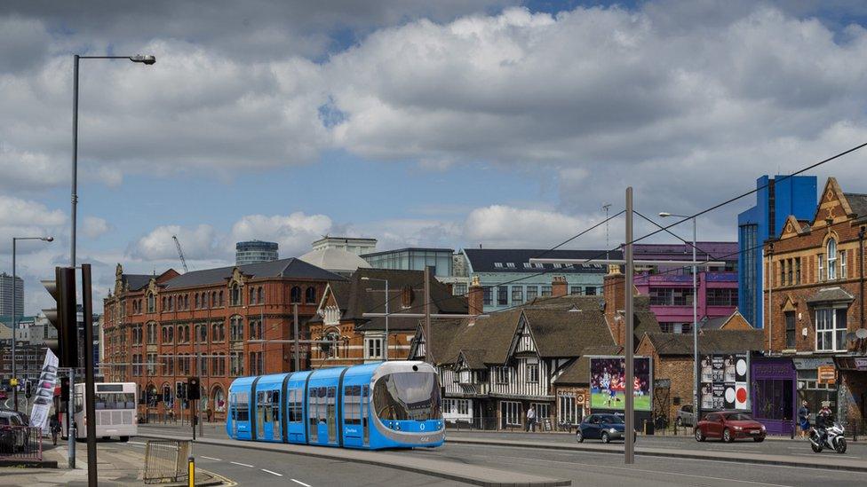 An artist's impression of how the tram will look travelling through Digbeth