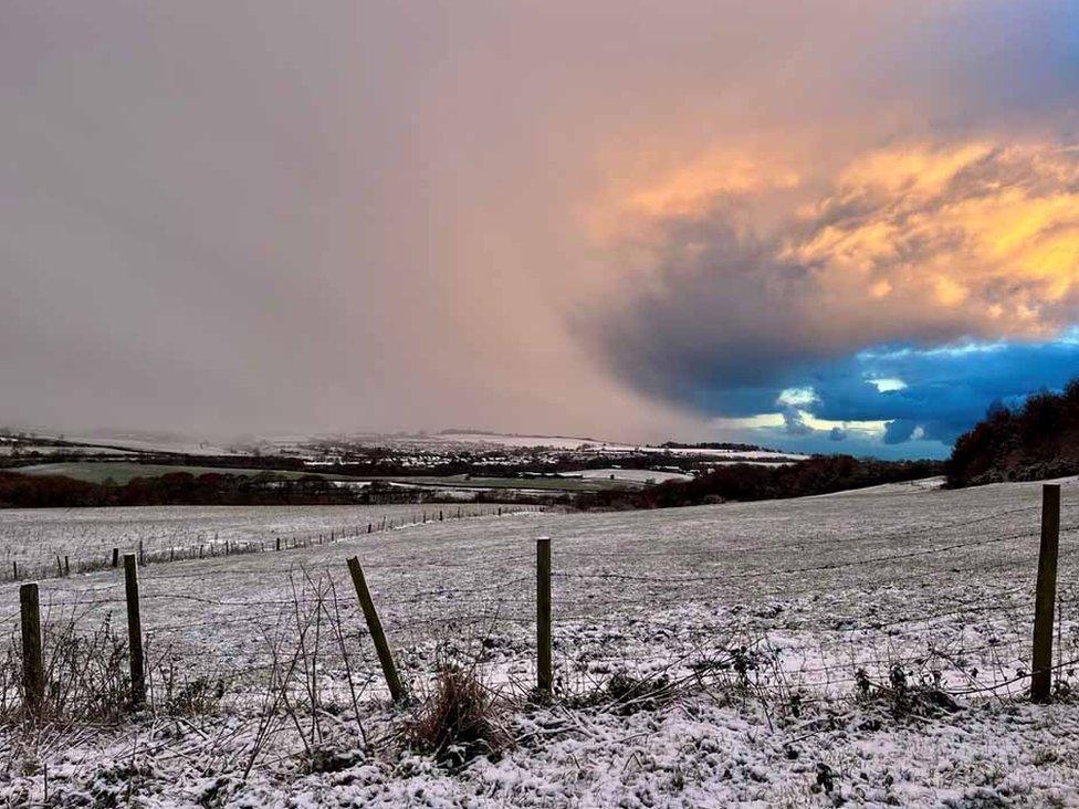 A snow shower over Langley Park