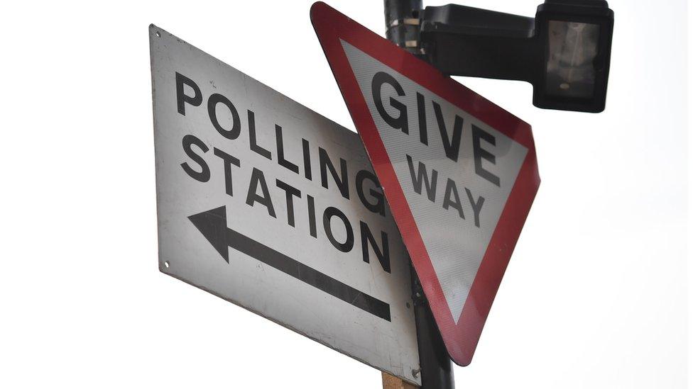 Polling station sign