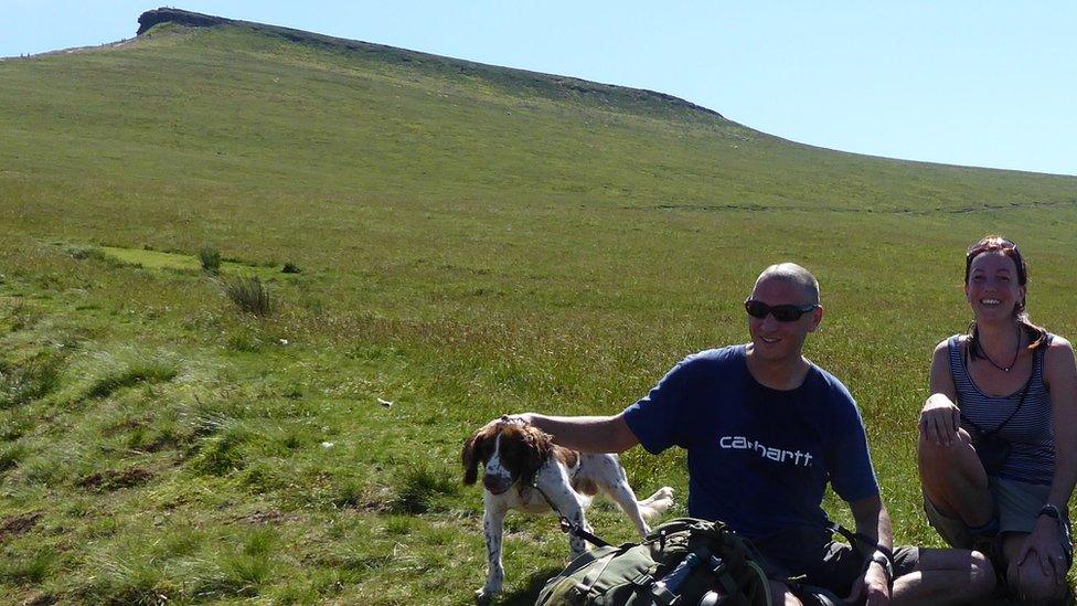 Frasier Murphy, Natalie Tovell and their dog on Corn Du