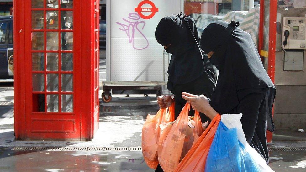 Muslim women shopping