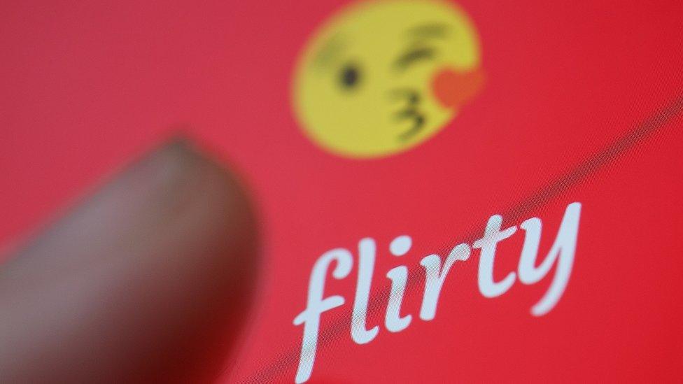 Close up of Flirty dating app