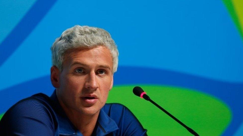 Ryan Lochte at a media conference during the Rio Olympics