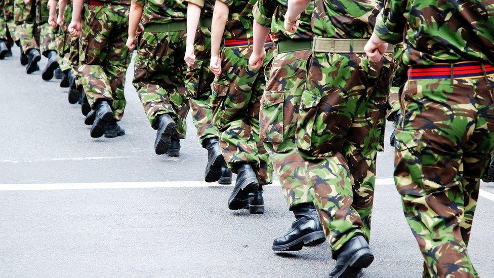 Soldiers marching