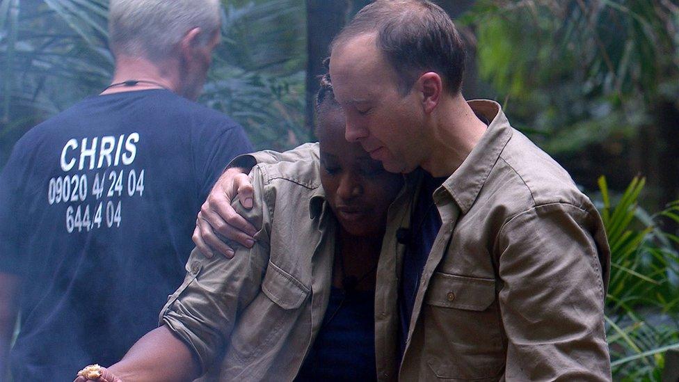 Hancock was seen hugging his fellow campmate Charlene White, who had been critical of the former Health Secretary