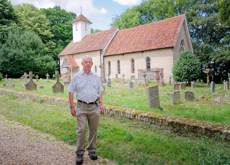 Robert Halliday outside the church