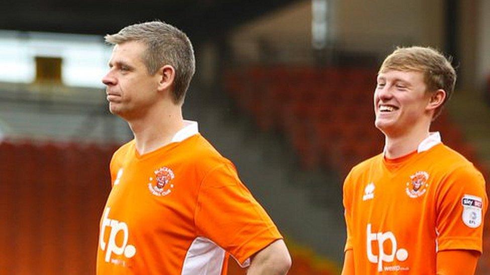 Kevin stuart and Blackpool plauyer