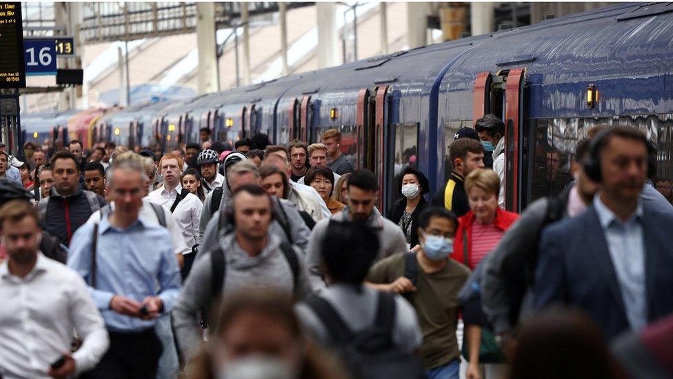 A crowded train station