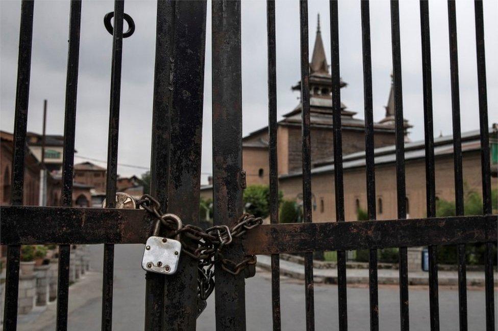 Jamia Masjid is seen locked during restrictions ahead of Eid-al-Adha after scrapping of the special constitutional status for Kashmir by the government, in Srinagar, August 11, 2019