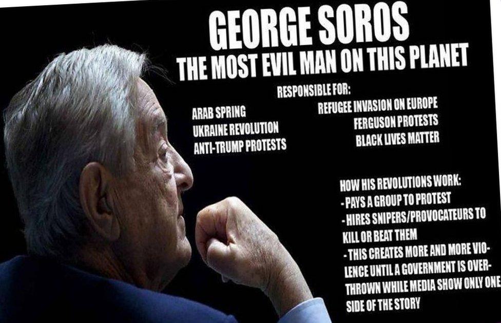 Facebook meme which makes unsubstantiated claims against George Soros