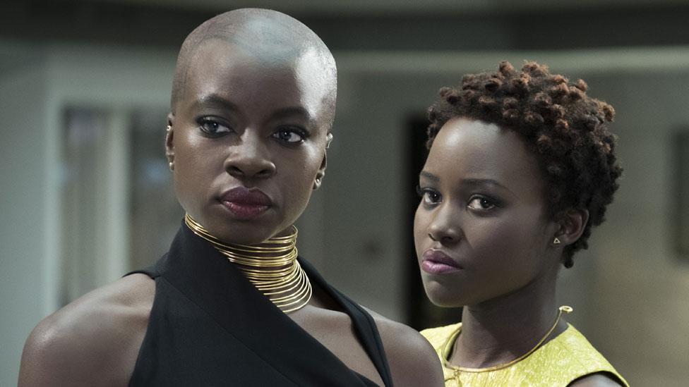 Danai Gurira and Lupita Nyong'o in Black Panther