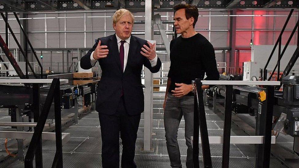 Hut Group founder Matthew Moulding and Prime Minister Boris Johnson