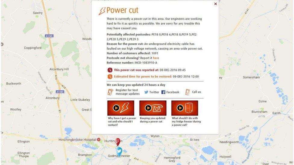 Power cut map