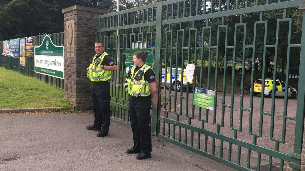 Police at Ynysangharad Park