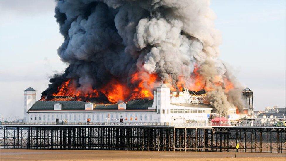 The pier on fire in 2008