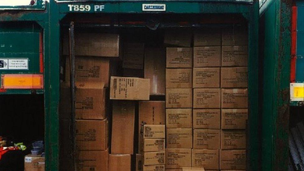 Boxes inside trailers