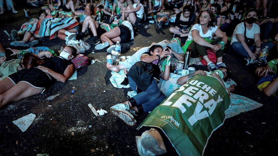 Large crowds gathered outside Congress in Buenos Aires to watch the results of the vote