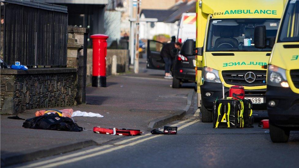 Ambulance crews at scene of Downpatrick assault