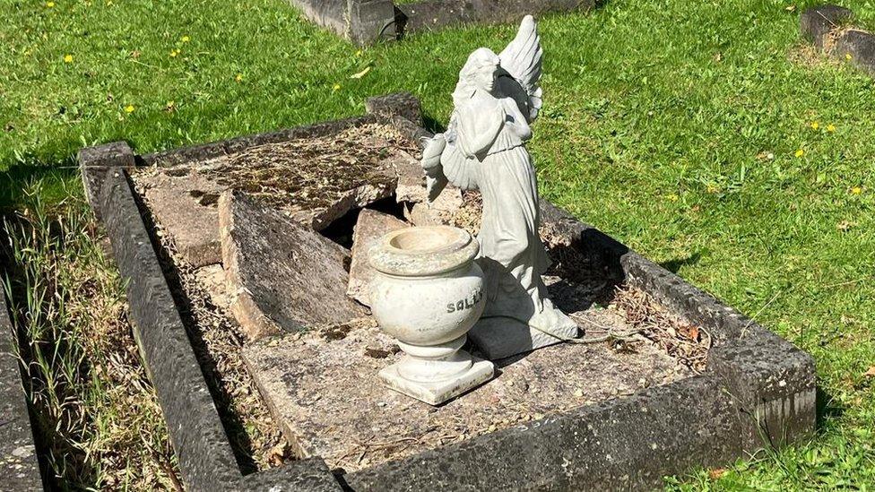 Smashed grave