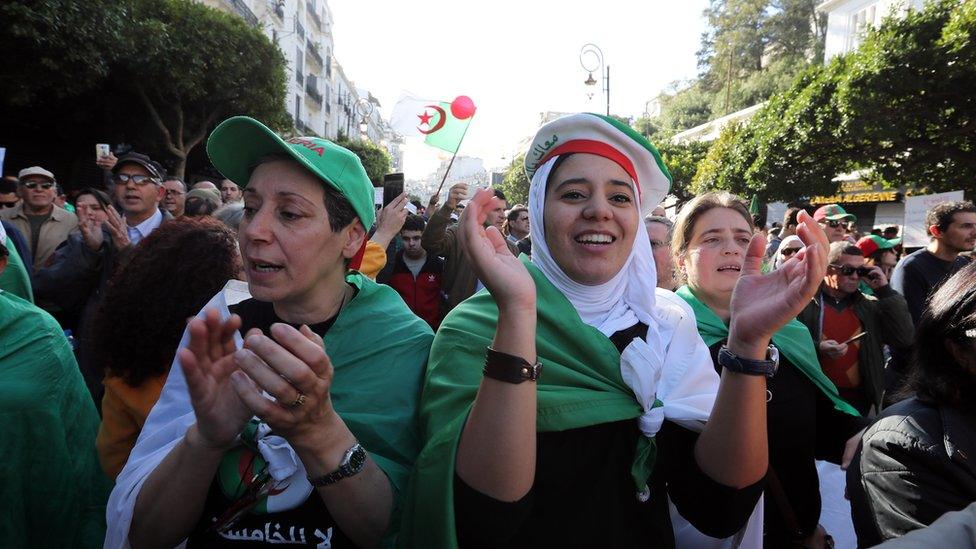 Demonstrators in Algeria protesting against the election - December 2019