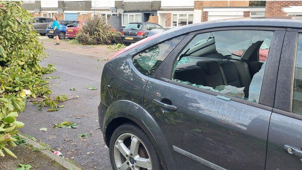 Damaged caused by a storm in Cherry Croft, Littlehampton