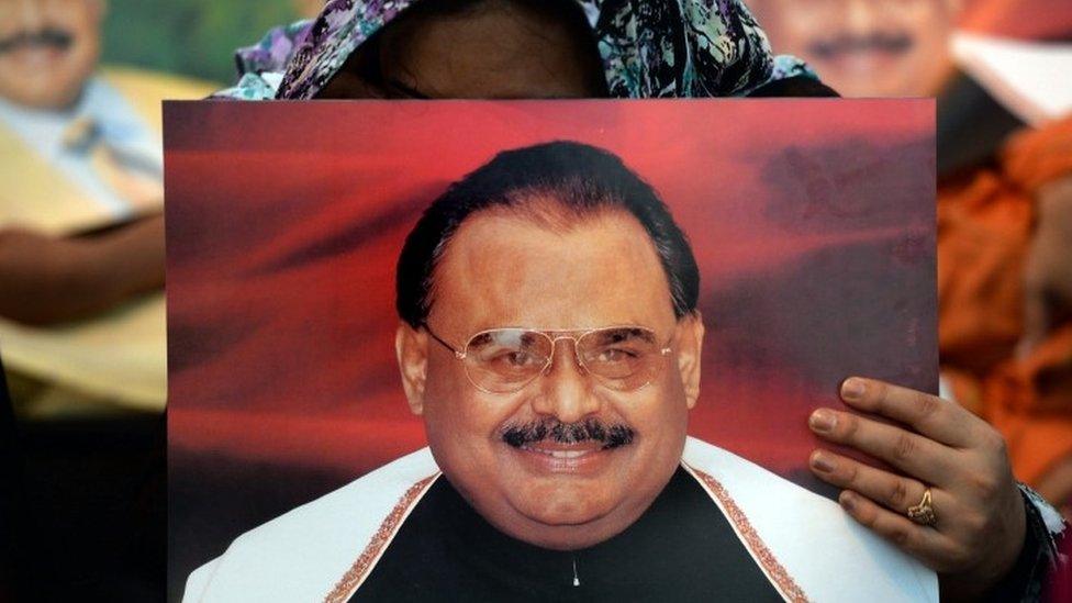 Altaf Hussain on a poster