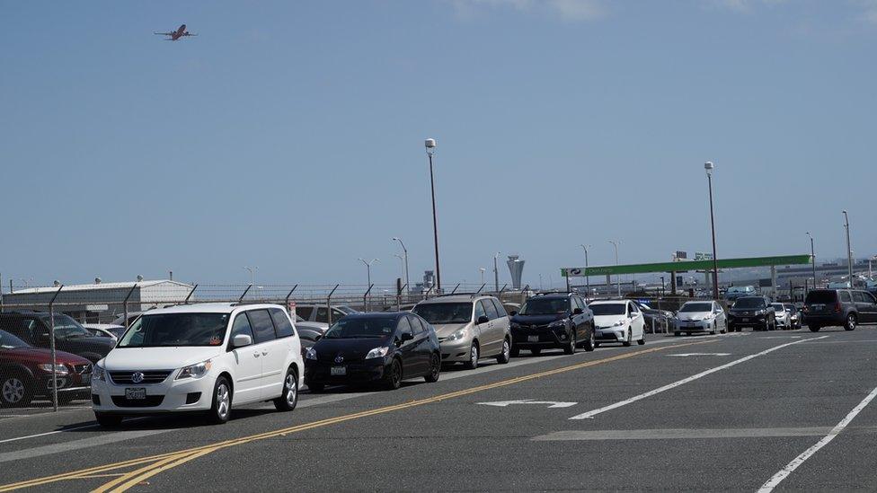 Uber cars at San Francisco airport