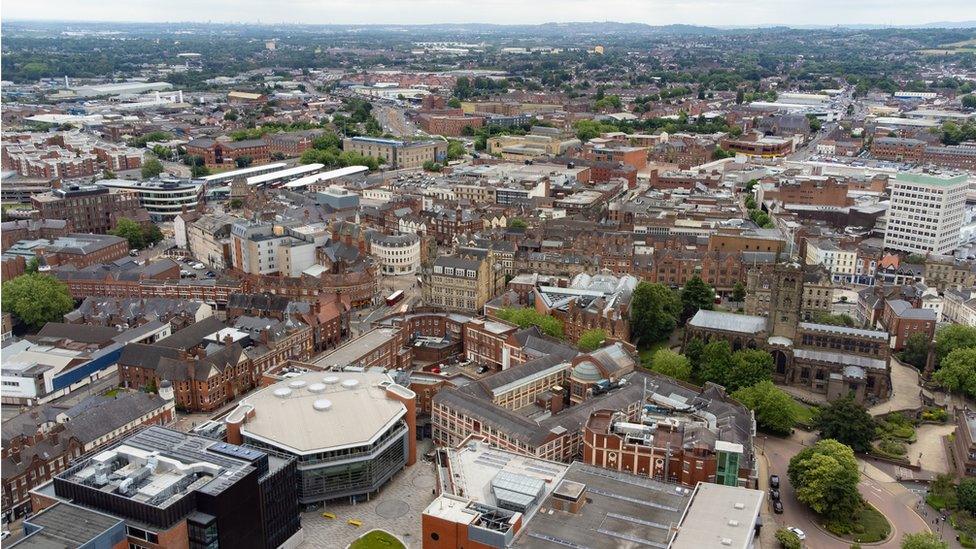 Aerial view of Wolverhampton