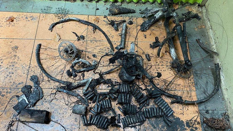 Burned e-bike