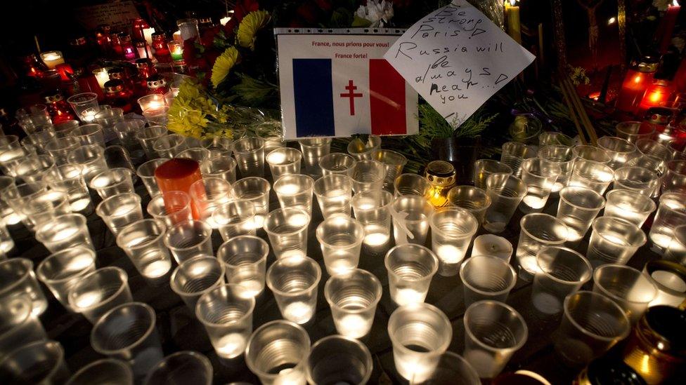 Flowers at French embassy in Moscow