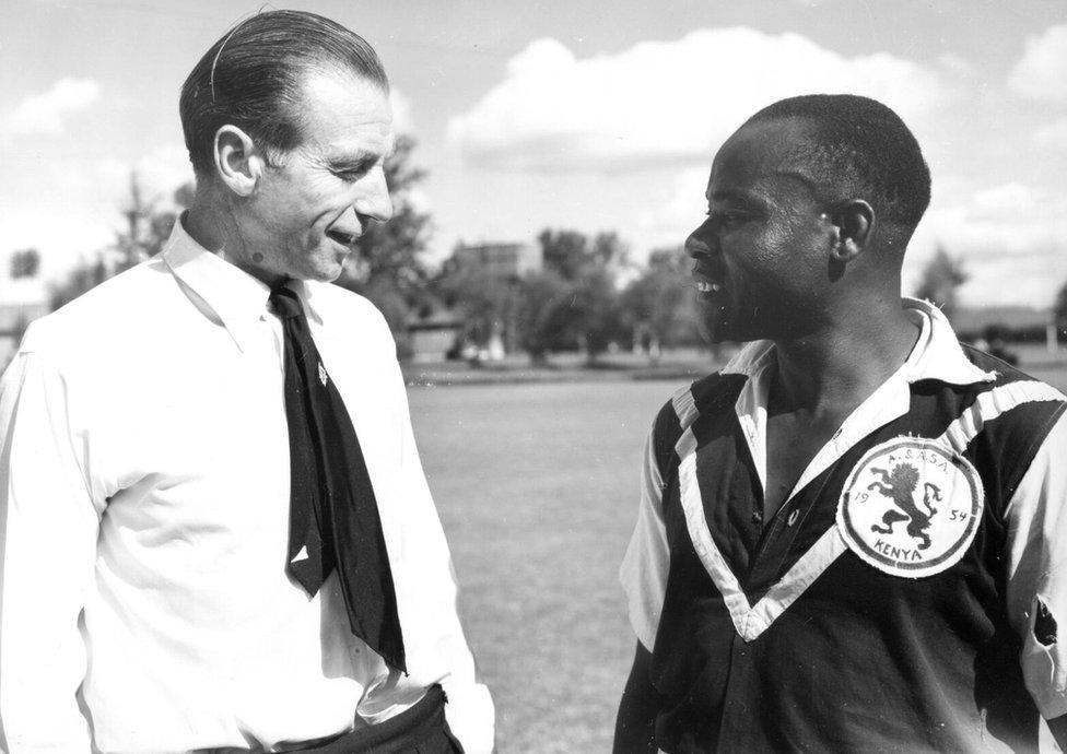 Stanley Matthews and a Kenyan player