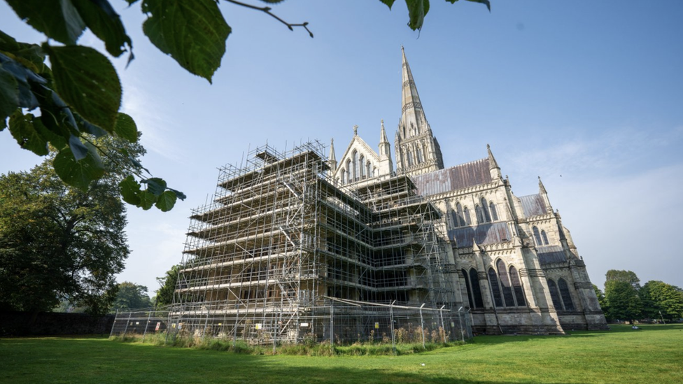 The scaffolding on the East End of Salisbury Cathedral