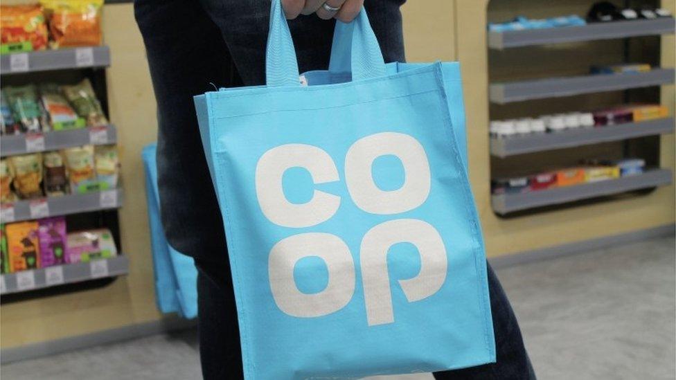 A bag showing the Co-op logo