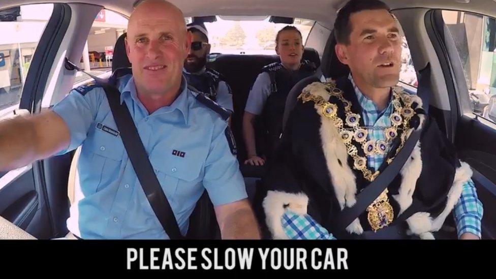 Still from Wellington Police's road safety video