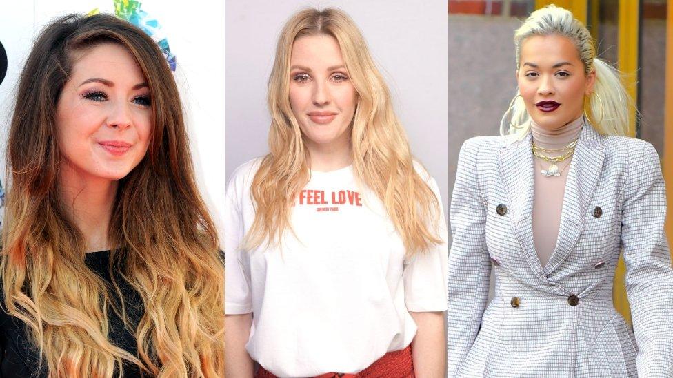 Zoella, Ellie Goulding and Rita Ora